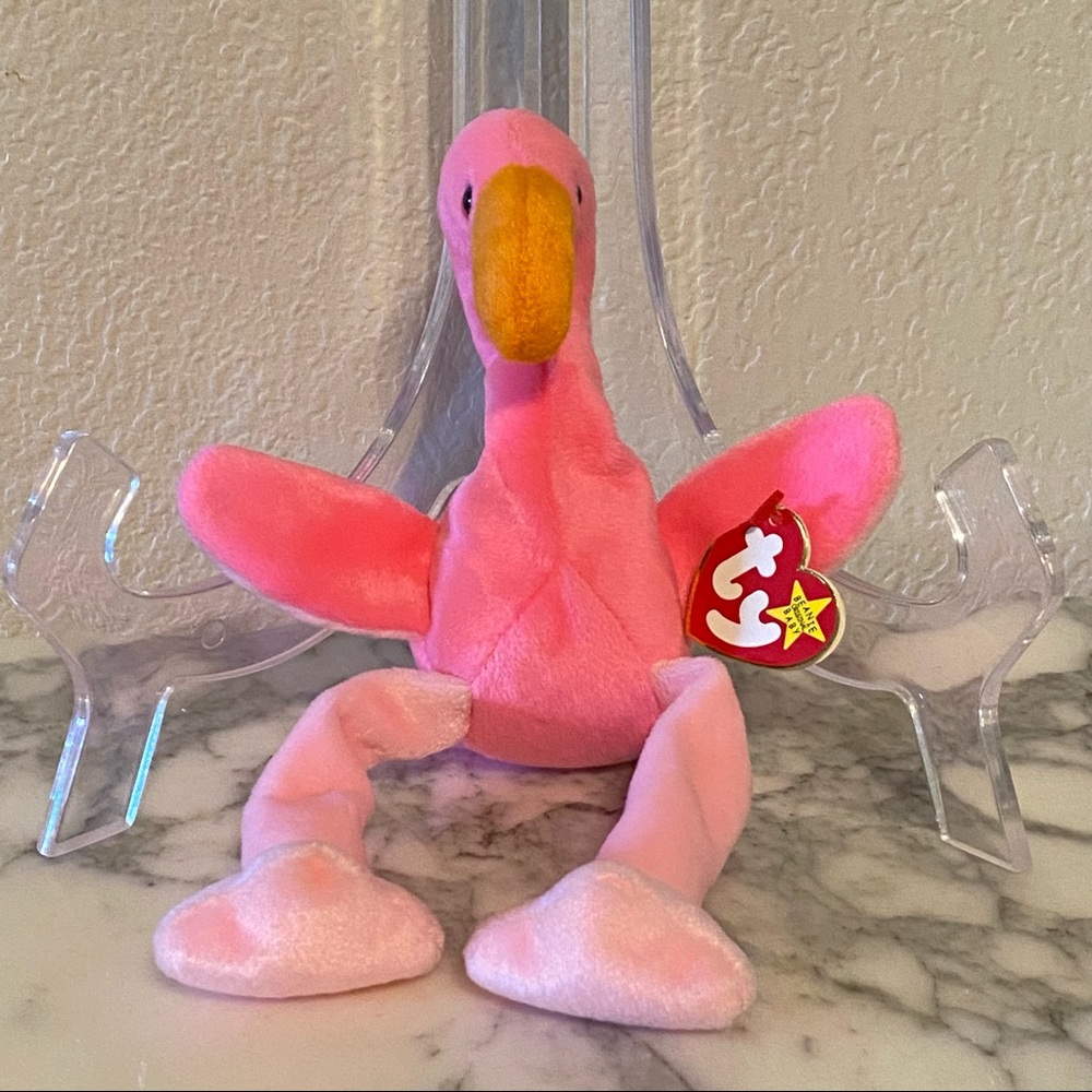Ty Beanie Babies Pinky Flamingo Tag Error Mint Double Tush Tag Canadian Baby